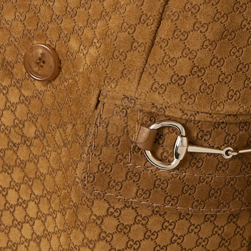 Gvc*1 double-breasted suede blazer with horsebit detail 815833